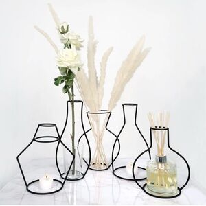 Modern Black Metal Vase Set